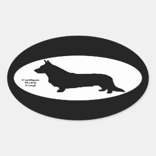 Wolljacken-Walisercorgi-Silhouette Ovaler Aufkleber