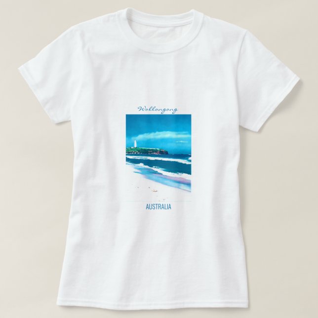 Wollongong Beach Leuchtturm NSW T-Shirt (Design vorne)