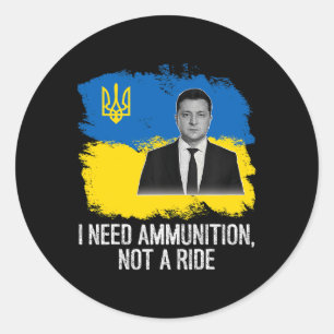 Wolodymyr Selensky Ich brauche Munition Runder Aufkleber