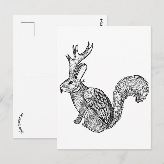 Wolpertinger Postkarte (Vorne/Hinten)