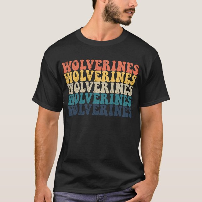 Wolverines High School Sportteam Retro Wolverine T-Shirt (Vorderseite)