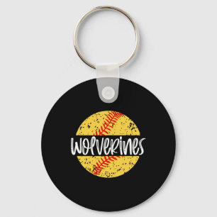 Wolverines Softball Team Maskottchen Schulgeist Sp Schlüsselanhänger