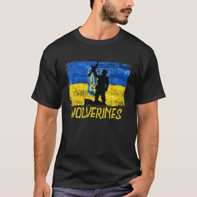 Wolverines unterstützen die Ukraine, die Ukraine-W T-Shirt (Vorderseite)