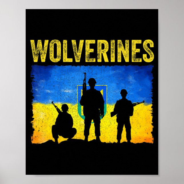 Wolverines unterstützen Ukraine Poster (Vorne)