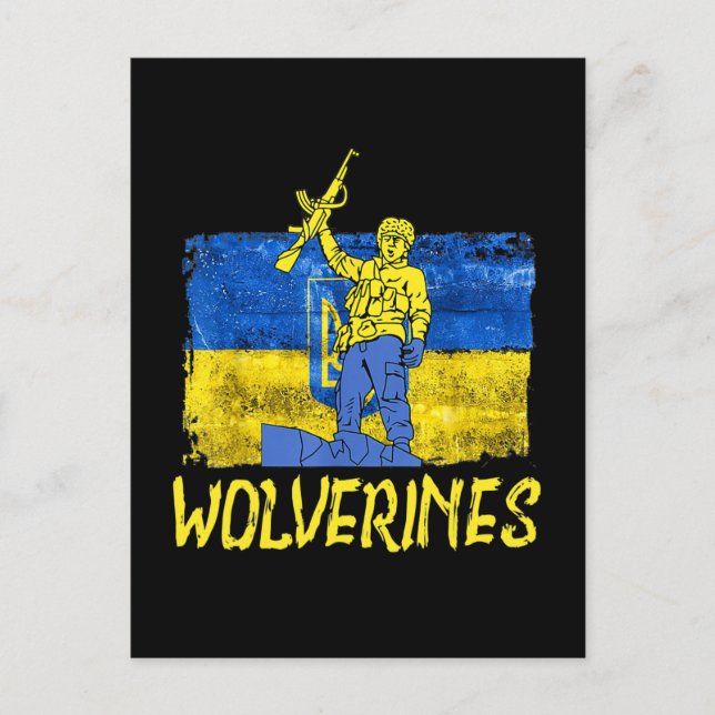 Wolverines unterstützen Ukraine, Ukraine, Wolverin Postkarte (Vorderseite)