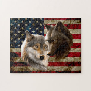 Wolves American Flag Puzzle
