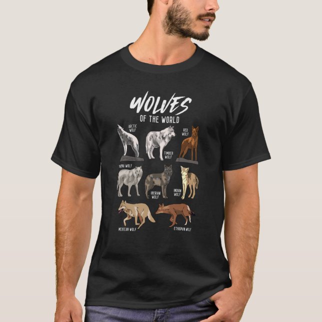 Wolves Animals of the World Wolf Hunter Educationa T-Shirt (Vorderseite)