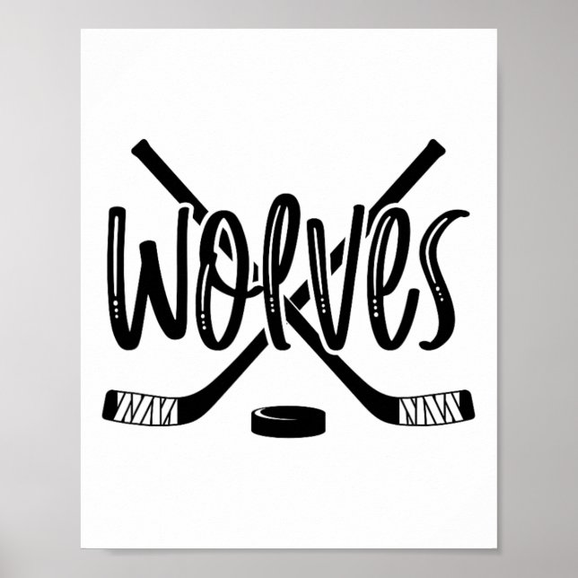 Wolves Hockey Team Mascot School Spirit Game Night Poster (Vorne)