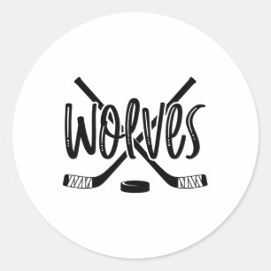 Wolves Hockey Team Mascot School Spirit Game Night Runder Aufkleber