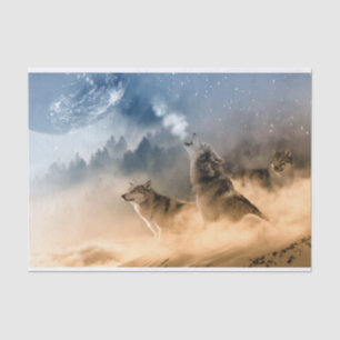 Wolves Moon Fog Naturlandschaft Seidenpapier