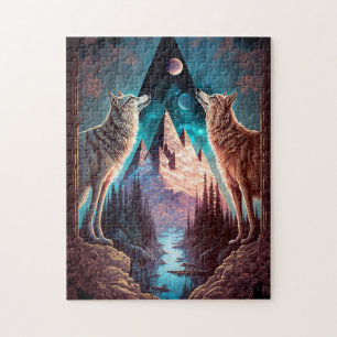 Wolves Mountain Visionary Fantasy Art Puzzle