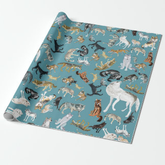 Wolves of the World Turquoise pattern Geschenkpapier