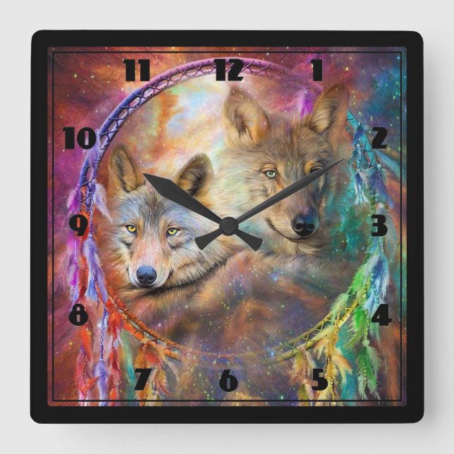 Wolves Quadratische Wanduhr (Vorderseite)