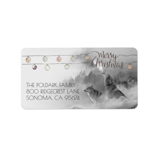 Wolves Snow Wilderness Holiday Rücksendeadresse Adressaufkleber (Vorne)