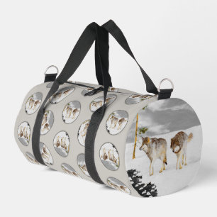 Wolves Winter Snow Malerei Original Wildlife Art Duffle Bag