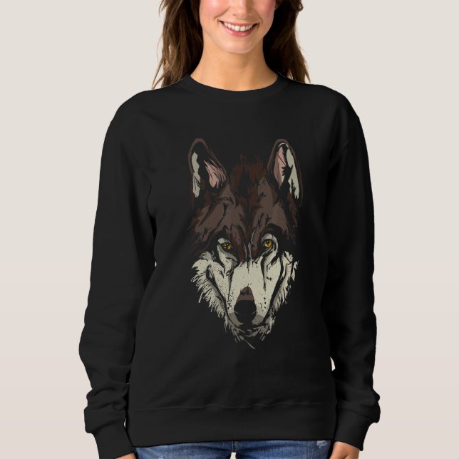 Wolves Zoo Animals Head Face Wolf Sweatshirt (Vorderseite)