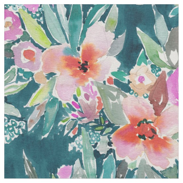 WOLZ Farbenfrohe tropische Flora Stoff (Nahaufnahme)