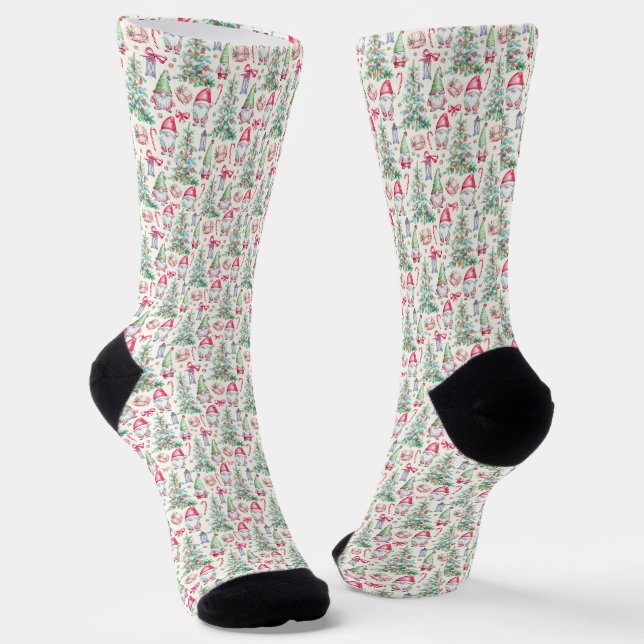 womaen's cute christmas gnomes Crew Socks Socken (Gewinkelt)