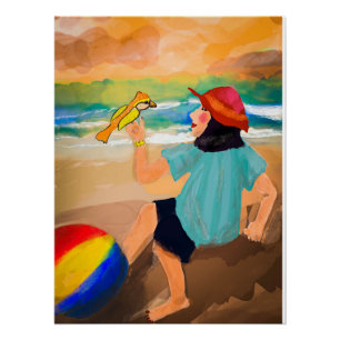 Woman and Bird Trending Nature Poster