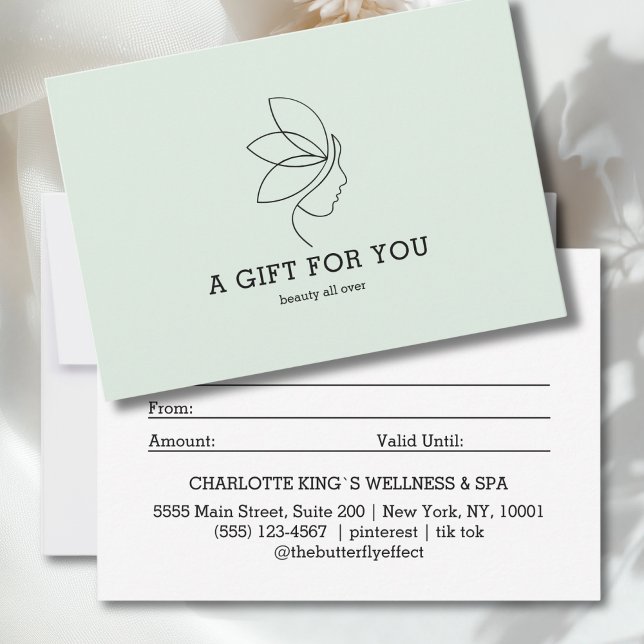 Woman Beauty Line Art Green Gift Certificate (Woman Beauty Line Art Green Gift Certificate)