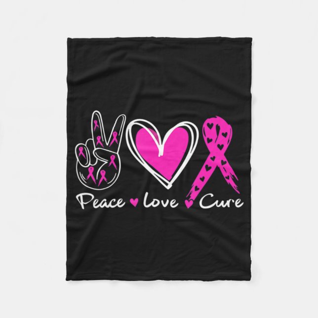 Woman Breast Cancer Awareness Costume Pink Peace L Fleecedecke (Vorderseite)