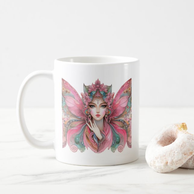 Woman Buttrfly Kaffeetasse (Mit Donut)
