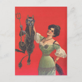 Woman Catching Krampus Postkarte