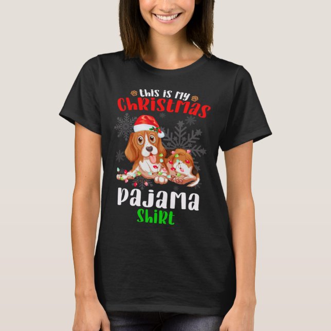 Woman Christmas This Is My Pijama American Foxhoun T-Shirt (Vorderseite)