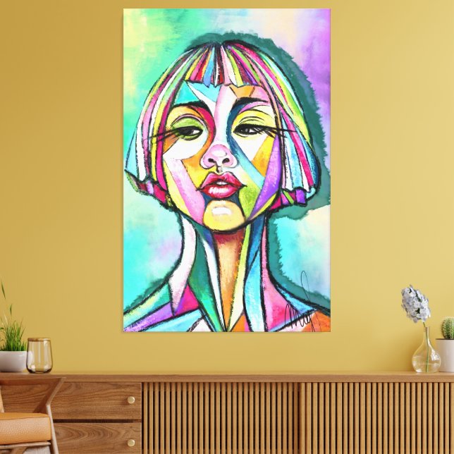 Woman Cubism Art Style Canvas Print Leinwanddruck (Insitu (Wohnzimmer))