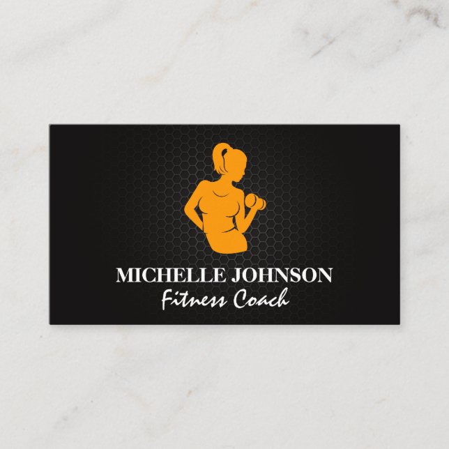 Woman Curling Weight | Kohlenstoffmetall Visitenkarte (Vorderseite)