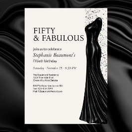Woman Elegant Fabulous Black Dress 50th Birthday Einladung