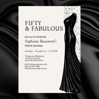 Woman Elegant Fabulous Black Dress 50th Birthday Einladung