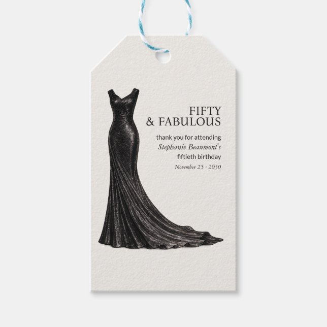 Woman Elegant Fabulous Black Dress 50th Birthday Geschenkanhänger (Vorderseite)