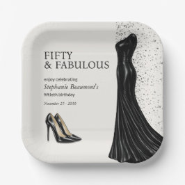 Woman Elegant Fabulous Black Dress 50th Birthday Pappteller