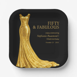 Woman Elegant Fabulous Golden Dress 50th Birthday Pappteller