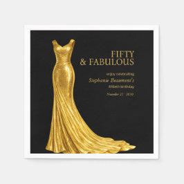 Woman Elegant Fabulous Golden Dress 50th Birthday Serviette