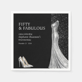 Woman Elegant Fabulous Silver Dress 50th Birthday Serviette