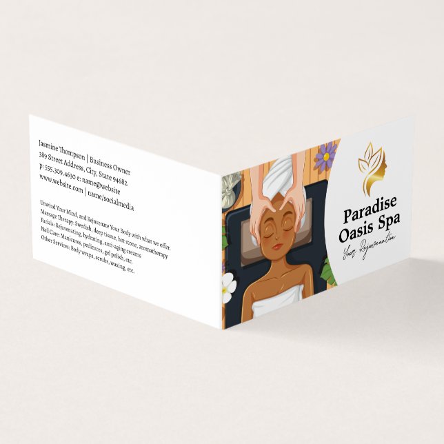 Woman Getting Spa Facial and Massage Visitenkarten (Vorderseite)