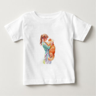 Woman Holding Fluffy Orange Maine Coon Cat Baby T-shirt