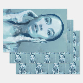 "Woman in Blue" Cadeaupapier Vellen Set Geschenkpapier Set