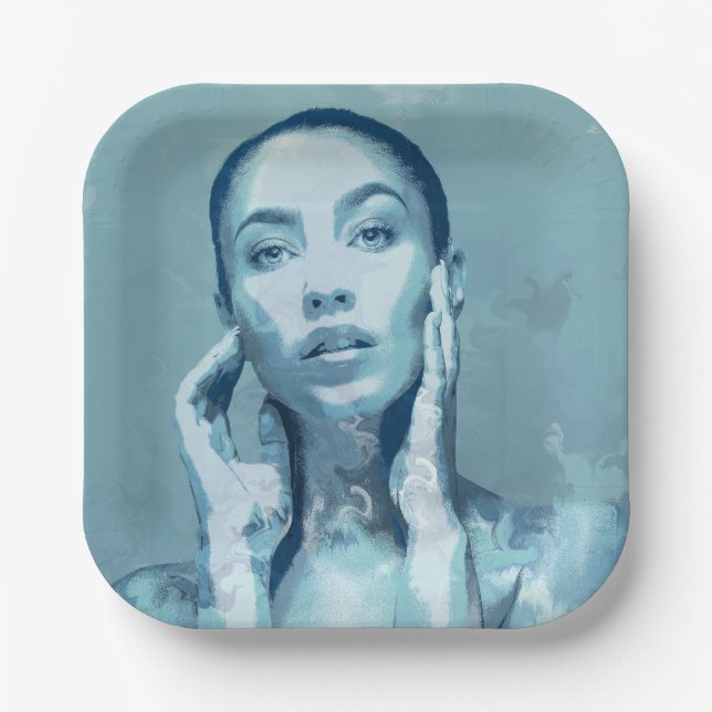 "Woman in Blue" Pappteller (Vorderseite)