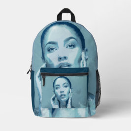 "Woman in Blue" Premium Canvas Bedruckter Rucksack