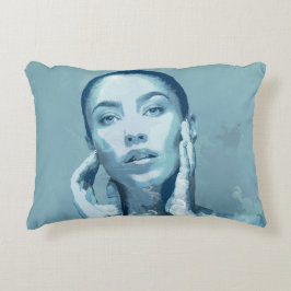 "Woman in Blue" Premium Canvas Dekokissen