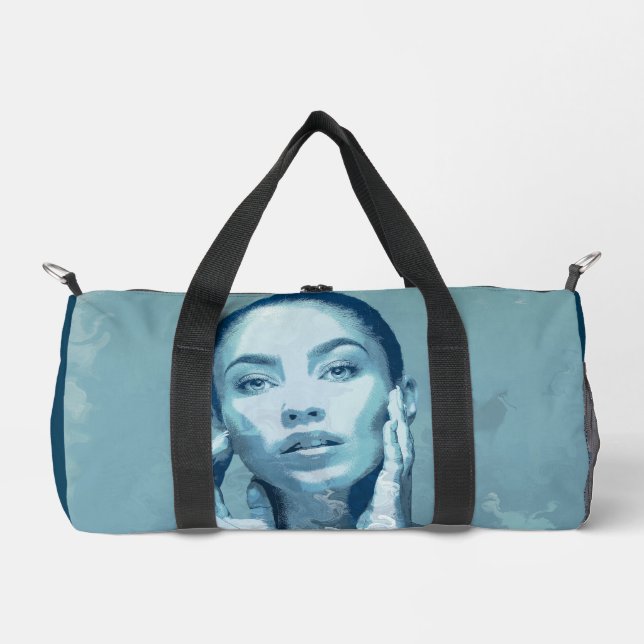 "Woman in Blue" Premium Canvas  Duffle Bag (Vorderseite)