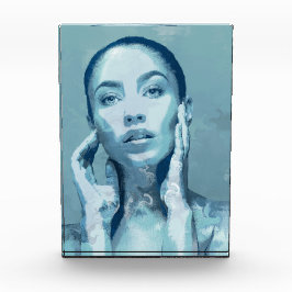 "Woman in Blue" Premium Canvas Fotoblock