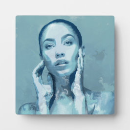 "Woman in Blue" Premium Canvas Fotoplatte