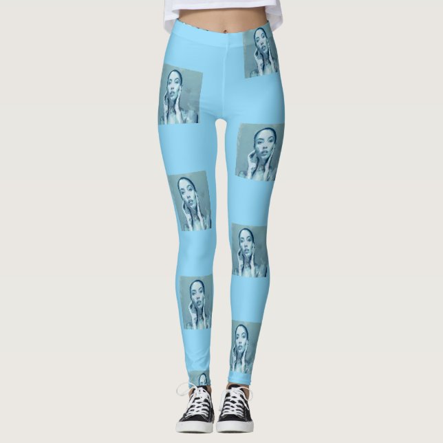 "Woman in Blue" Premium Canvas  Leggings (Vorderseite)
