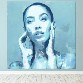 "Woman in Blue" Premium Canvas Leinwanddruck