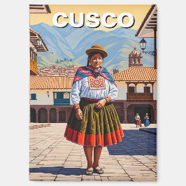 Woman in Cusco Peru Travel Magnet