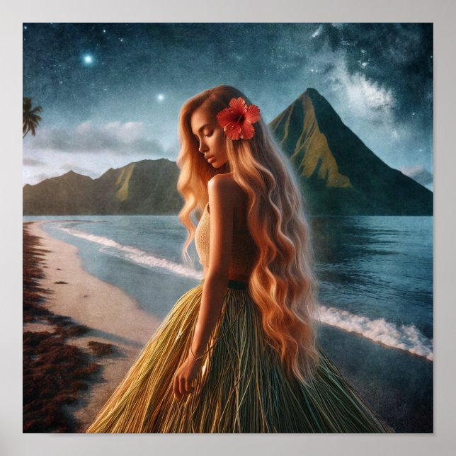 Woman in Grass Skirt Poster (Vorne)